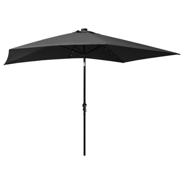 vidaXL Garden Parasol with LEDs and Steel Pole Anthracite 2x3 m
