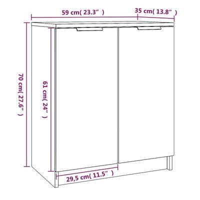 vidaXL Shoe Cabinet High Gloss White 59x35x70 cm Engineered Wood