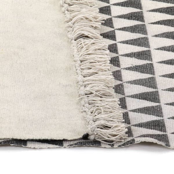 vidaXL Kilim Rug Cotton 120x180 cm with Pattern Black/White