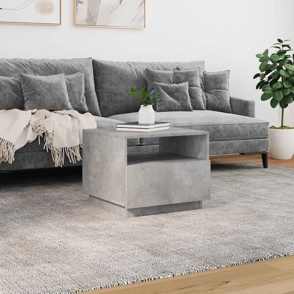 vidaXL Coffee Table with LED Lights Concrete Grey 50x49x40 cm