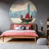 WallArt Wallpaper Circle Skyline with Junk Boat 142.5 cm