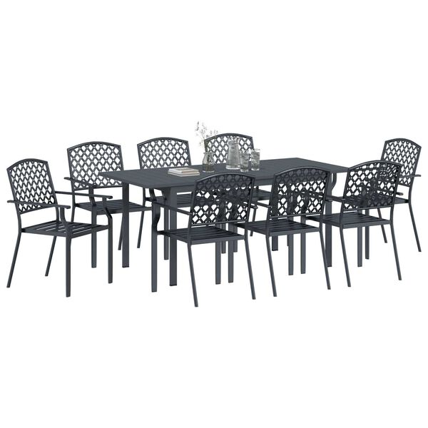 vidaXL Garden Dining Set 9 pcs Anthracite Powder-coated Steel