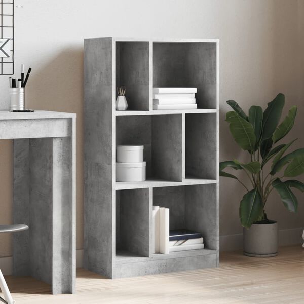vidaXL Bookcase Concrete Grey 57x28.5x107.5 cm Engineered Wood