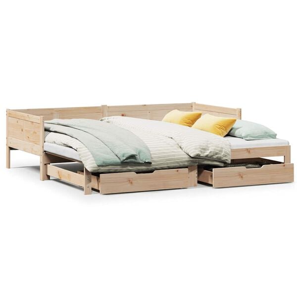 vidaXL Daybed with Trundle and Drawers without Mattress 80x200 cm