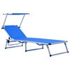 vidaXL Folding Sun Loungers with Roof 2 pcs Aluminium&Textilene Blue