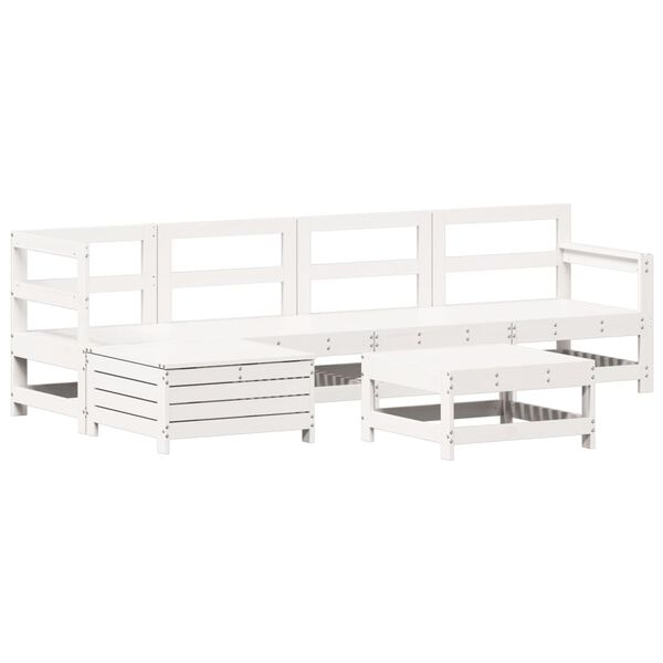 vidaXL 6 Piece Garden Sofa Set White Solid Wood Pine