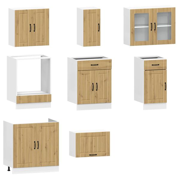 vidaXL 8 Piece Kitchen Cabinet Set Kalmar Artisan Oak Engineered Wood