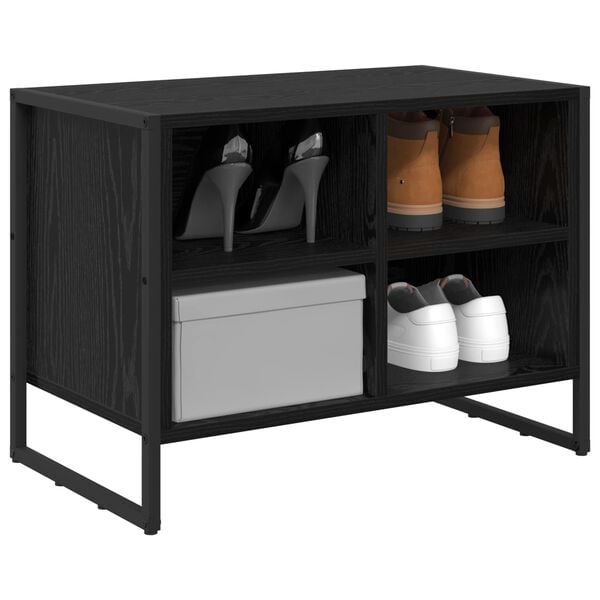 vidaXL Shoe Cabinet Black Oak 60 x 35 x 44 cm Engineered Wood
