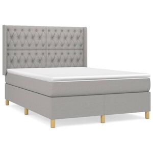 vidaXL Box Spring Bed with Mattress Light Grey 140x200 cm Fabric