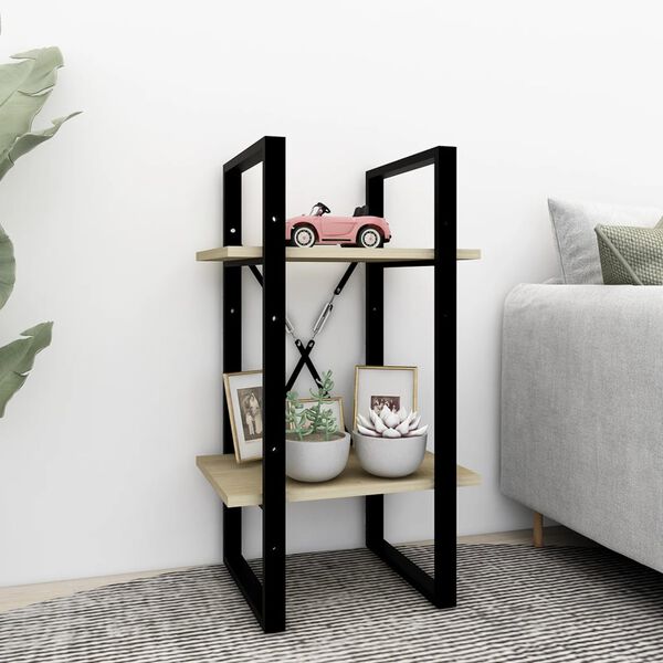 vidaXL 2-Tier Book Cabinet Sonoma Oak 40x30x70 cm Engineered Wood