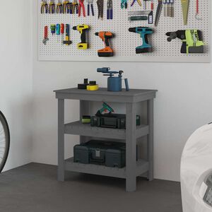 vidaXL Work Bench with Shelf Grey 78.5 x 50 x 80 cm Solid Pine Wood