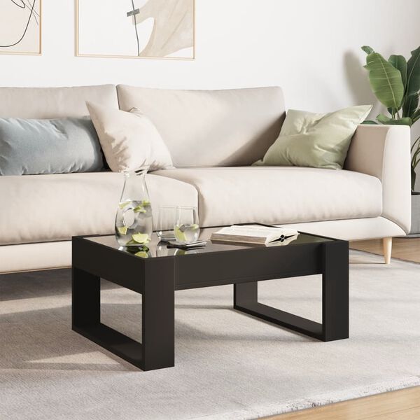 vidaXL Coffee Table with Infinity LED Black 70x53x30 cm