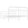 vidaXL Metal Bed Frame without Mattress with Footboard White 183x213cm