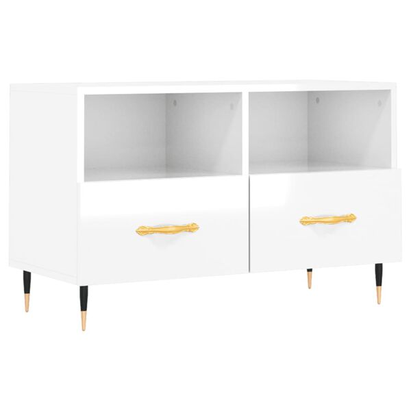 vidaXL TV Cabinet High Gloss White 80x36x50 cm Engineered Wood