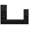 vidaXL 4 Piece TV Wall Units with LED Black Engineered Wood