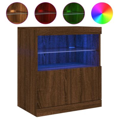 vidaXL Sideboard with LED Lights Brown Oak 60x37x67 cm