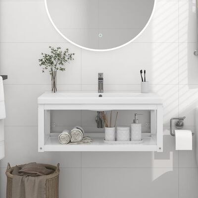 vidaXL Wall-mounted Bathroom Washbasin Frame White 79x38x31 cm Iron