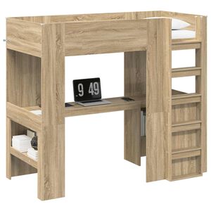 vidaXL Loft Bed Frame with Desk with Storage Sonoma Oak 98.5 x 200 cm