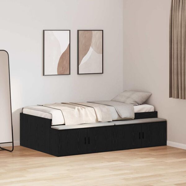 vidaXL Bed Frame with Drawer Black Oak 90 x 200 cm Engineered Wood