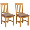 vidaXL Dining Chair VENLO 2 pcs Solid Oak Wood Natural and Grey