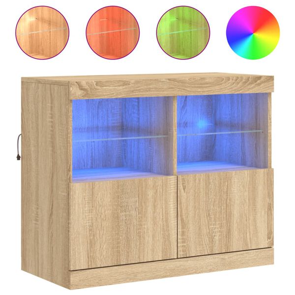 vidaXL Sideboard with LED Lights Sonoma Oak 81x37x67 cm