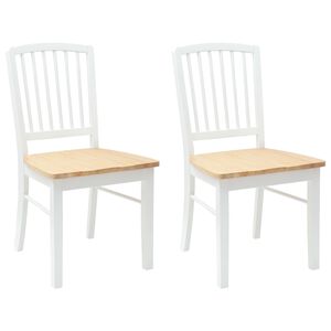 vidaXL Dining Chairs 2 pcs White 50 x 52.5 x 91 cm Solid Rubber Wood