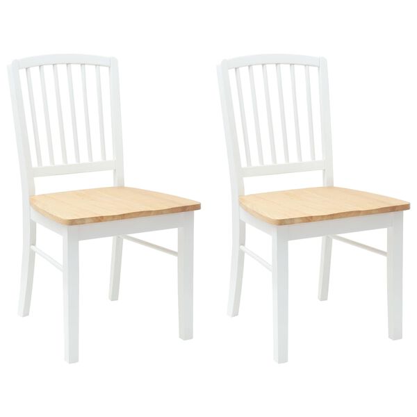 vidaXL Dining Chairs 2 pcs White 50 x 52.5 x 91 cm Solid Rubber Wood