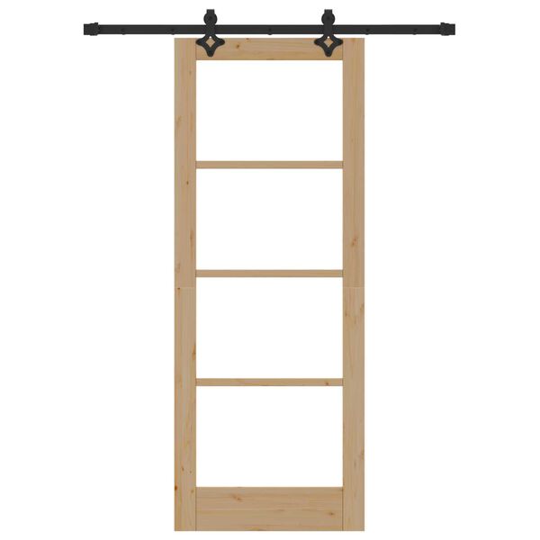 vidaXL Sliding Door Natural 78 x 202 cm Solid Pine Wood and Glass