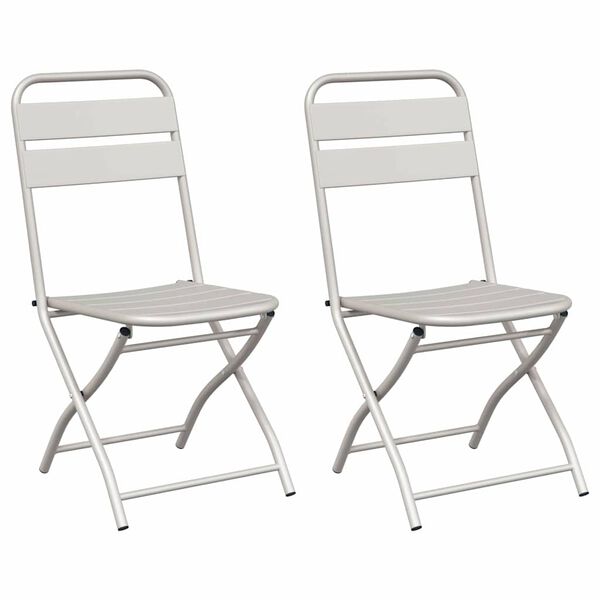 vidaXL Garden Folding Chair Folding 2 pcs Beige 55 x 56.5 x 91cm Steel