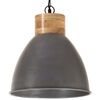 vidaXL Industrial Hanging Lamp Grey Iron & Solid Wood 46 cm E27