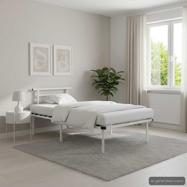 vidaXL Bed Frame without Mattress White Metal 100x200cm
