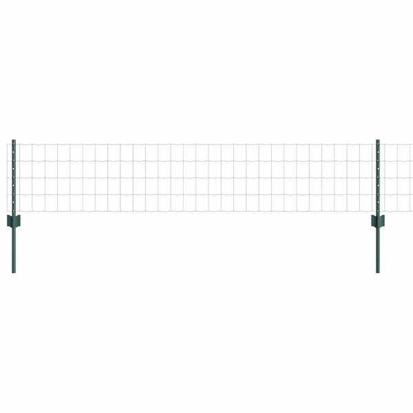 vidaXL Fence with Post Green 0.4 x 50 m Steel and PVC
