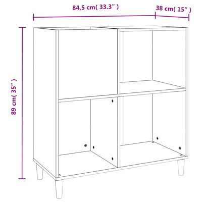 vidaXL Record Cabinet Concrete Grey 84.5x38x89 cm Engineered Wood