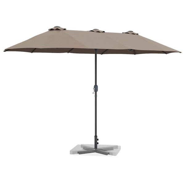 vidaXL Garden Parasol Taupe 370 x 197 x 239 cm Powder-coated steel