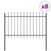 vidaXL Garden Fence 8 pcs Grey 13.6 x 1.2 m Powder-coated Steel