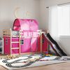 vidaXL Bunk Bed without Mattress with Slide and Curtains Pink 90x200 cm