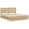 vidaXL Bed Frame with Headboard Sonoma 200 x 200 cm Solid Pine Wood