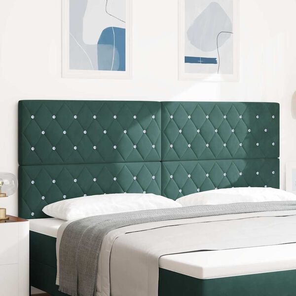 vidaXL Headboard with Headboard Dark Green 200 cm Faux Leather
