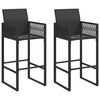 vidaXL 3 Piece Garden Bar Set without Cushions Black Poly Rattan Acacia