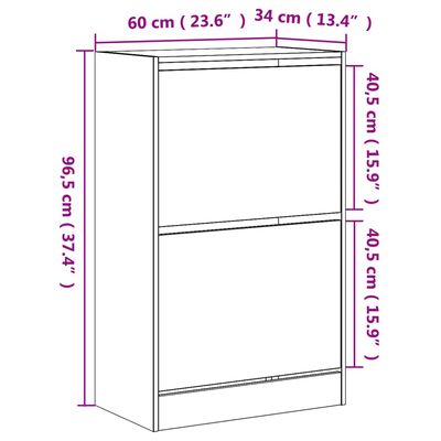 vidaXL Shoe Cabinet Sonoma Oak 60x34x96.5 cm Engineered Wood
