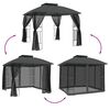 vidaXL Gazebo with Double Roof and Mesh Walls Anthracite 2.94x2.94 m Steel