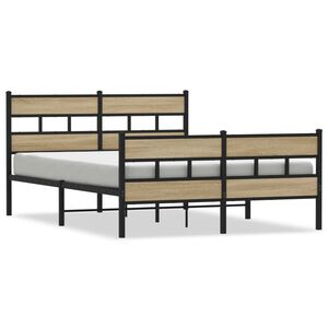 vidaXL Metal Bed Frame without Mattress Sonoma Oak 140x200 cm
