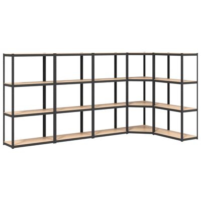 vidaXL 4-Layer Shelves 5 pcs Anthracite Steel&Engineered Wood