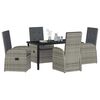 vidaXL Garden Dining Set with Cushion 5 pcs Grey Poly Rattan