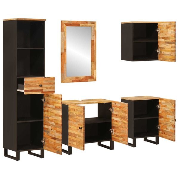 vidaXL Bathroom Sets with Drawer with Shelf Natural Solid Mango Wood
