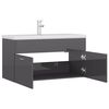 vidaXL Sink Cabinet with Built-in Basin High Gloss Grey Engineered Wood
