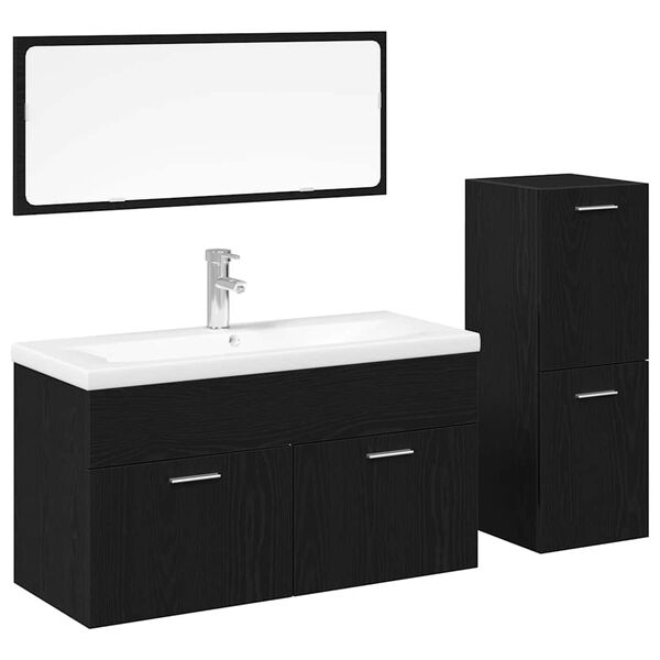 vidaXL Bathroom Furniture Set 4 pcs Black Oak 90 x 38.5 x 50 cm
