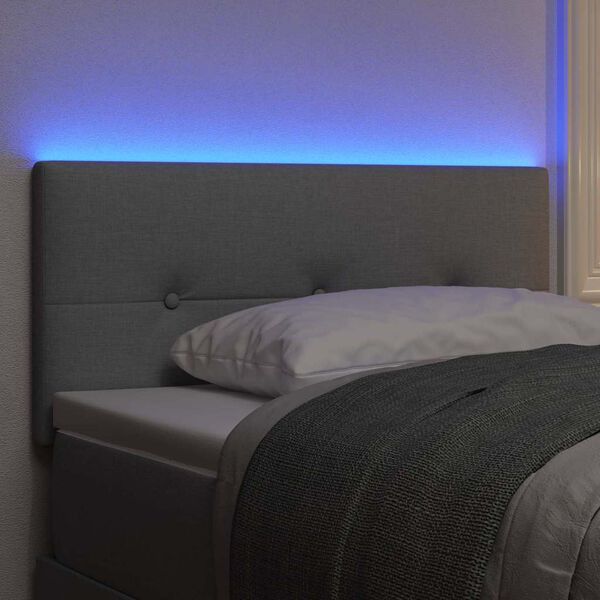 vidaXL LED Headboard with LED Strip Lights Light Grey 90 cm Polyester