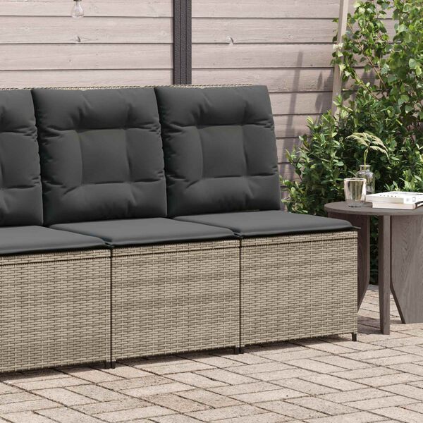 vidaXL Garden Sofa with Cushion Grey Poly rattan