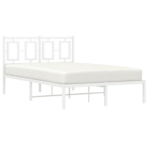 vidaXL Metal Bed Frame without Mattress with Headboard White 120x200cm